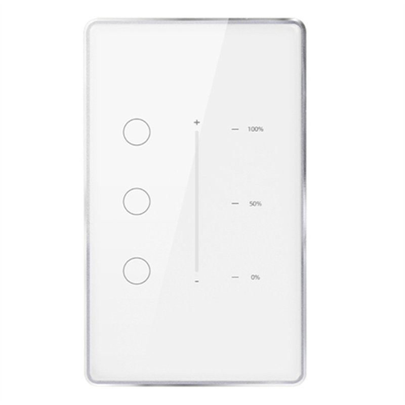 OUMERY Tuya Zigbee 3 Gang Dimmer Light Switch Tuya/Smart Life APP Remote Control US EU Standard Switch Percentage Control(B)