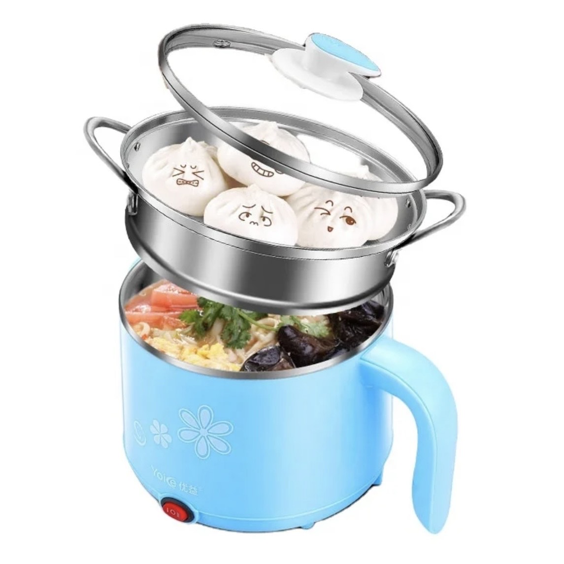 1.8L Non-Stick Electric Pot Mini Rice Cooker with Steamer Frying Pan: Multifunctional and Portable, Ideal for Home and Hostel Students