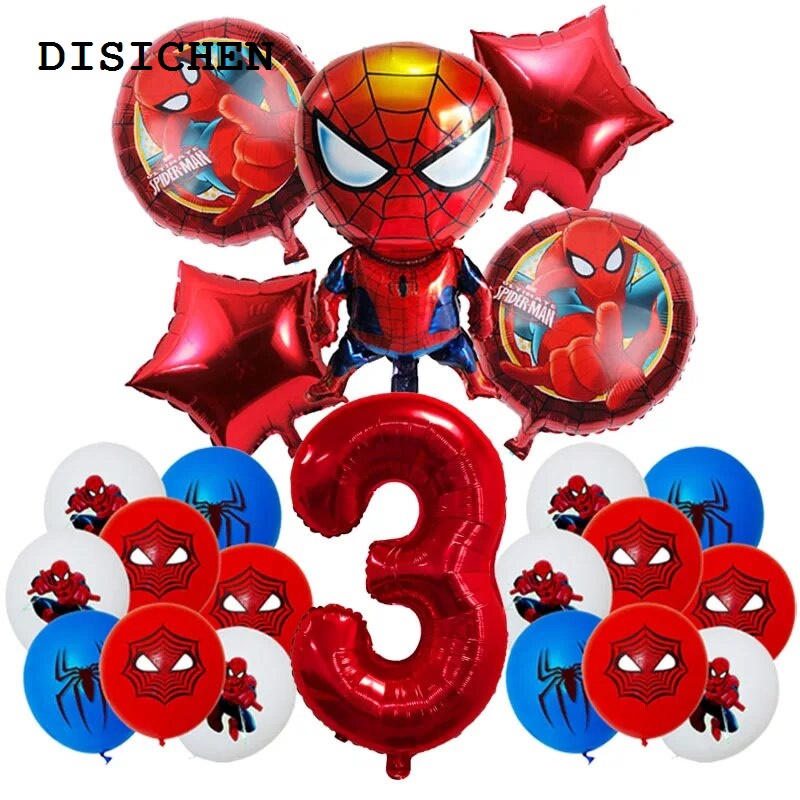 DISICHEN Luxury SpiderMan Birthday Party Decorations For Kids Latex Aluminum F Balloons Spider Theme Event Supplies Disposable Tableware
