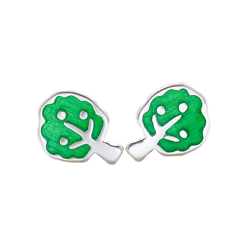 【Fresh designs】New Mori Style Fresh Studs Women's Korean Style Fashion Sweet Glue Dropping Green Ear Studs Earrings Jewelry