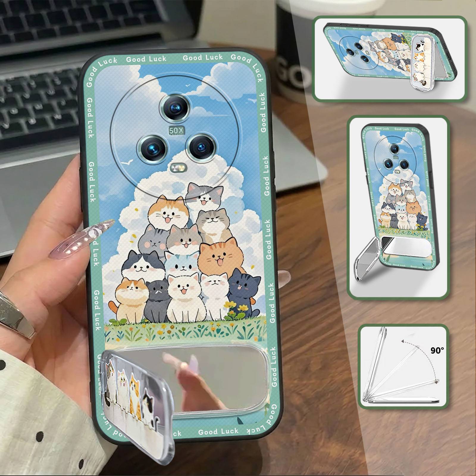 Kickstand Soft case Phone Case For Honor Magic5 Embroidery Phone Pouch Phone Holder Cloth Patch three-dimensional Plush