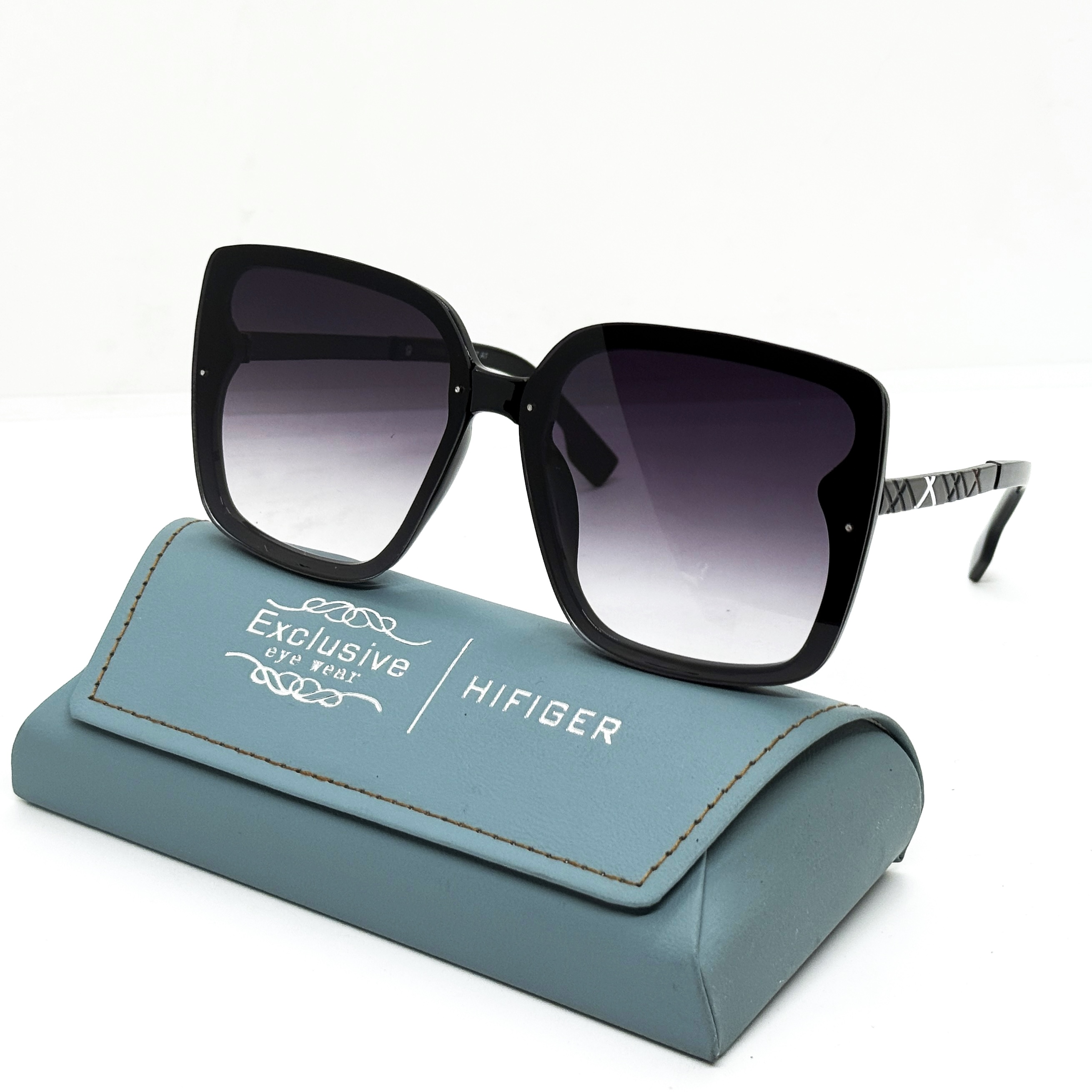 Full Black Uv Protection Square Metal Body Unisex Sun-Glass With Box