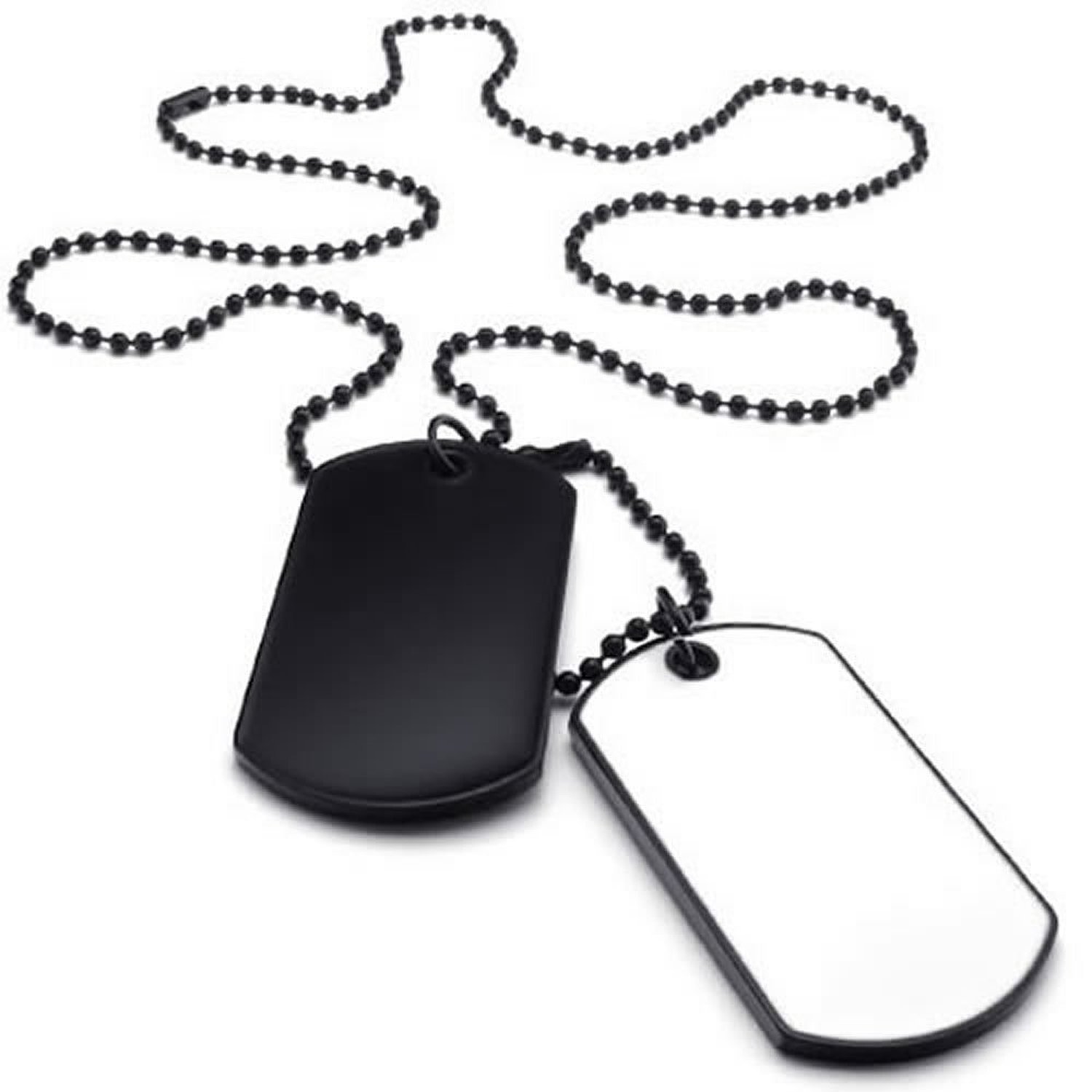 OYPFXMI Jewelry Men's Necklace, 2 Identifiers Style Dog Tag Pendant with 68cm Necklace, White Black