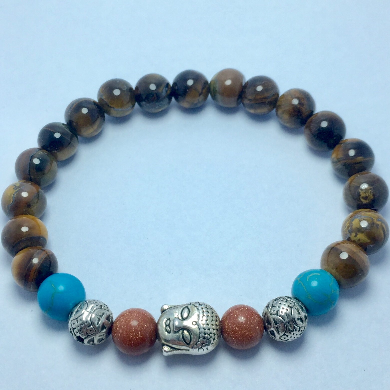 Tiger Eye Stone Beaded Unisex Bracelet
