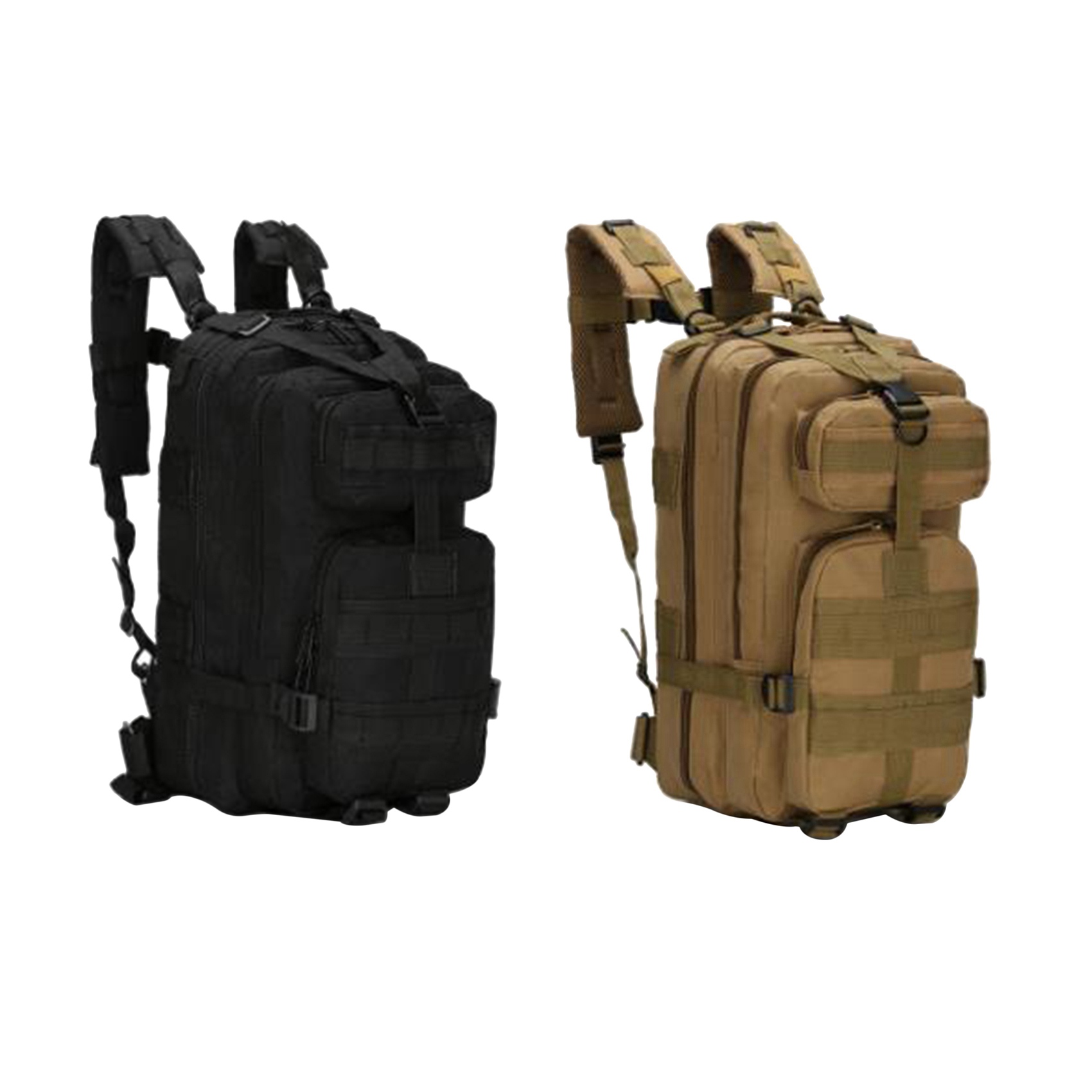 NAMUNY 2PC 25-30L Leisure Sports Bag Outdoor Travel Backpack Mountaineering Bag for Cycling Hiking Camping, Black & Khaki