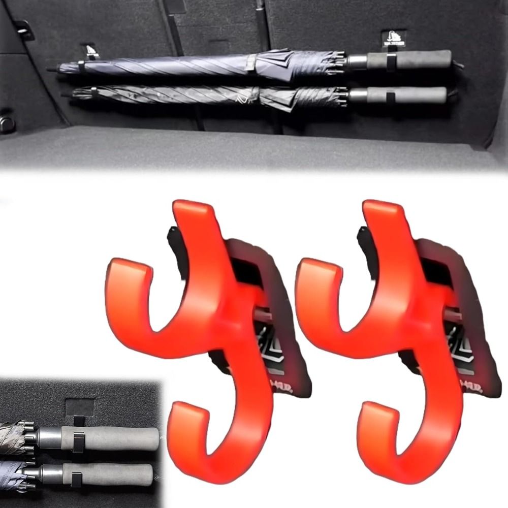 2Pcs Portable Single/Double Hook Car Umbrella Hooks No Drilling Vertical Suspension Car Trunk Hook Anti-tilt Car Umbrella Storage HookClip Auto Accessories