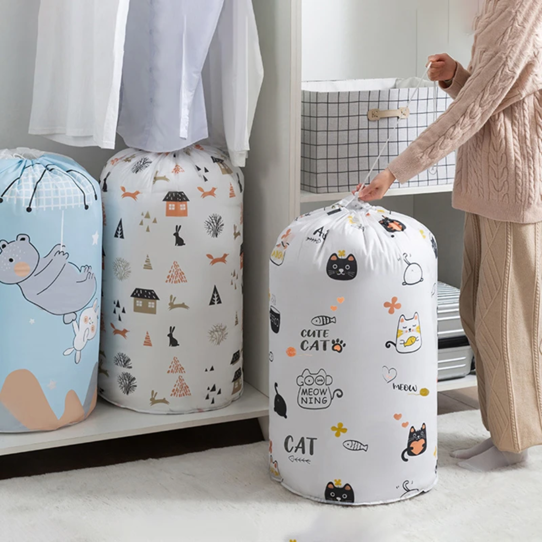 Home Large Organizer Storage Bag Waterproof Clothes Pillow Blanket Quilt Packaging Bag Pink Colour