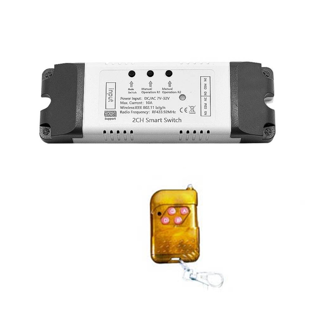NAMUNY Tuya 5-32V Zigbee Switch Module 2 Channel with RF433 Zigbee Inching / Self-Lock / Interlock Switch APP Control(B)