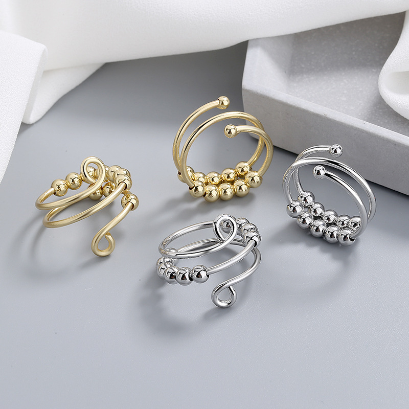 The ring design is niche temperament, simple double-layer opening, adjustable light luxury, high-end sense of ring, female Korean trendy cool