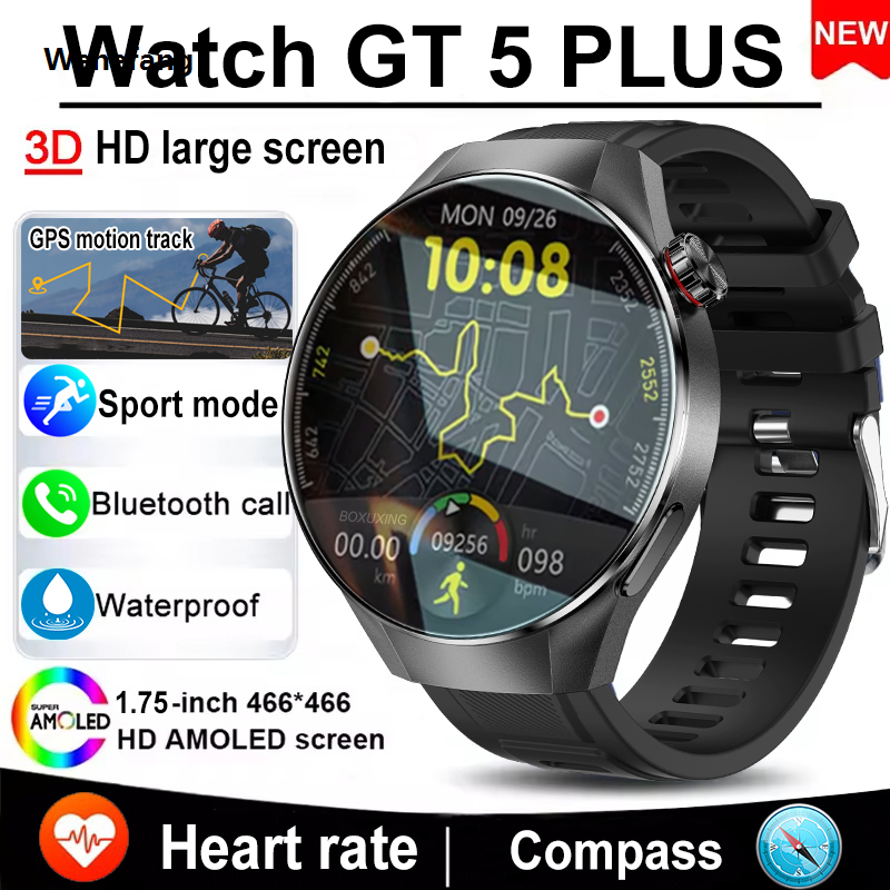 Wenefang New Bluetooth Call Smart Watch Men For Huawei Xiaomi AMOLED HD 2025 New Large Screen Heart Rate IP68 Waterproof GPS Sports Smart Watch