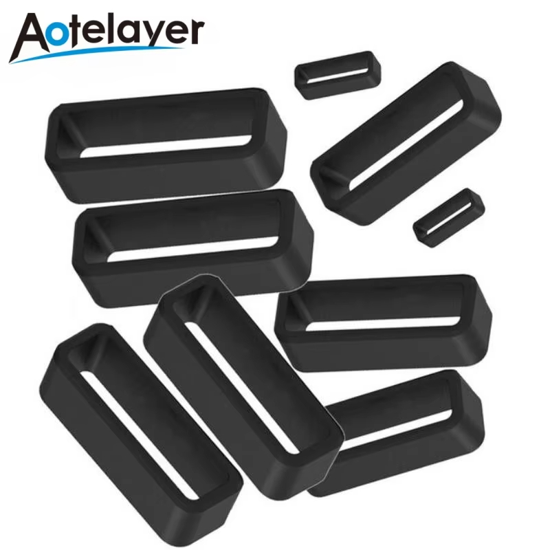 New 5Pcs 10Pcs Black Watchband 18 20 22 24mm Silicone Band Rubber Watch Strap Loops Ring Accessories Holder Locker