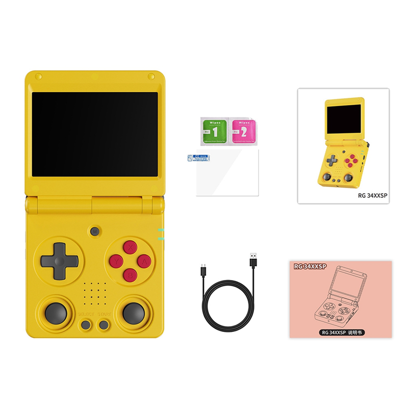 RG34XXSP Flip Handheld Game Console 3.4 Inch IPS Screen 64G 5K Games 3300mAh Foldable Retro Video Gaming Player,C