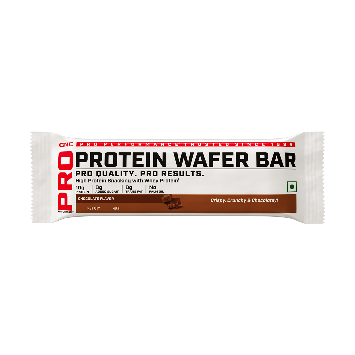 GNC Protein Wafer Bar (Pack of 10) With 10g Pure Whey Protein, No Added Sugar & 100% Guilt-Free Snacking
