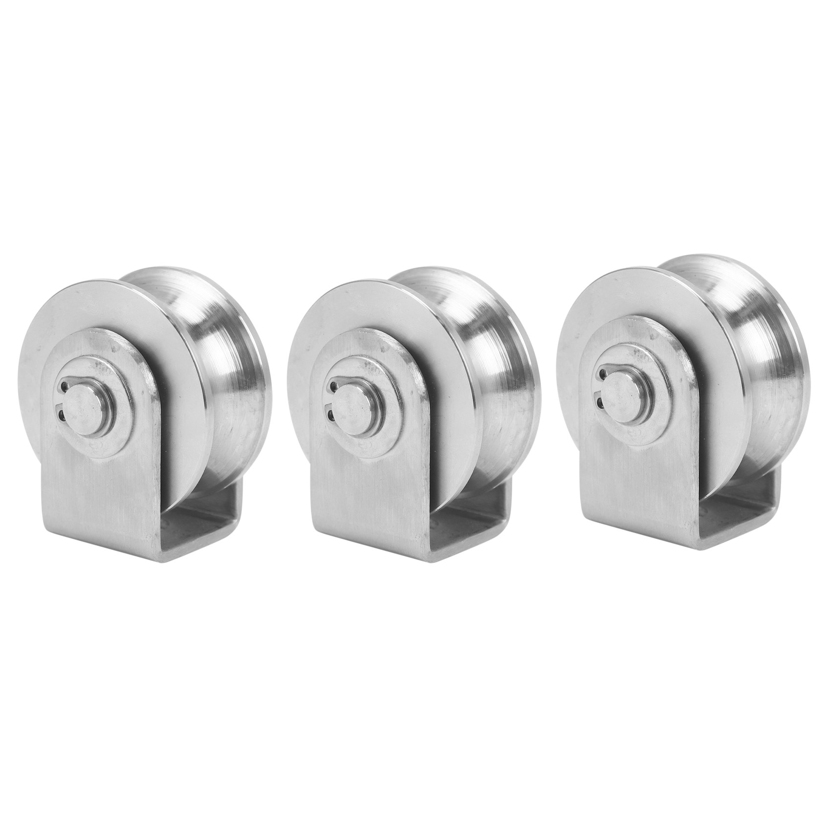NCANRUI 3X 2 Inch Roller Wheel Bearings U Groove Pulley Wheels Detachable Heavy Duty Grooved Wheel
