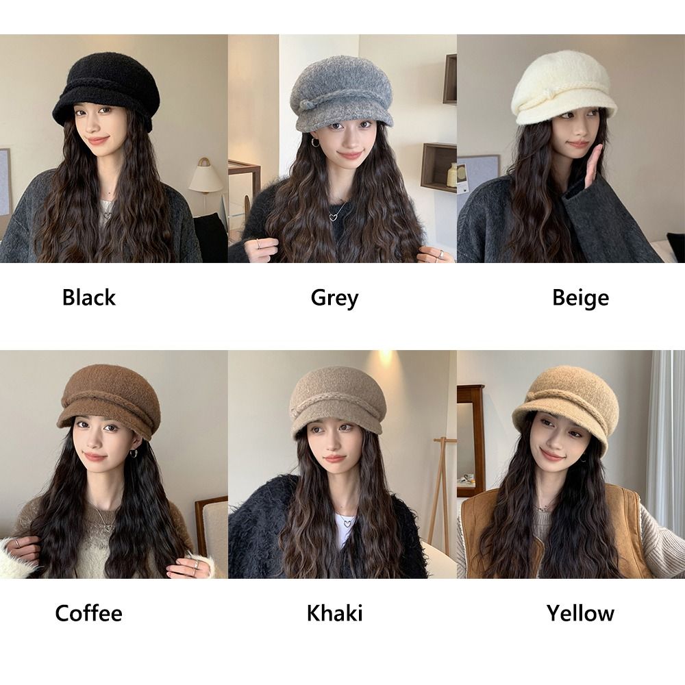 Casual Multicolor Knitting Beret Versatile Literature Octagonal Painter's Hat Adjustable Head Circumference Korean Style Beanie Cap Autumn Winter