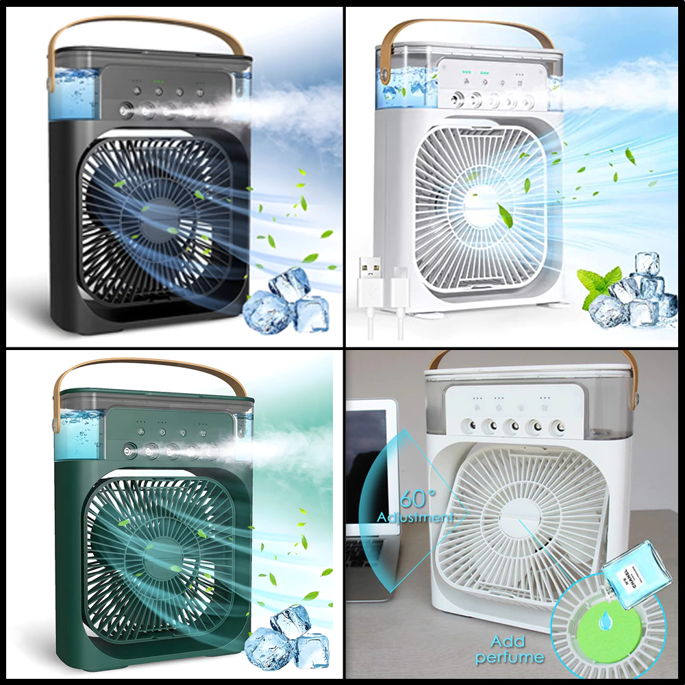 Premium 3-in-1 Function Air Cooler | Portable Air Conditioner Fan | USB Mini Evaporative Air Cooler | Desk & Handheld Humidifier with Timer | Quiet Bladeless Cooling Fan for Home, Office & Outdoor Use