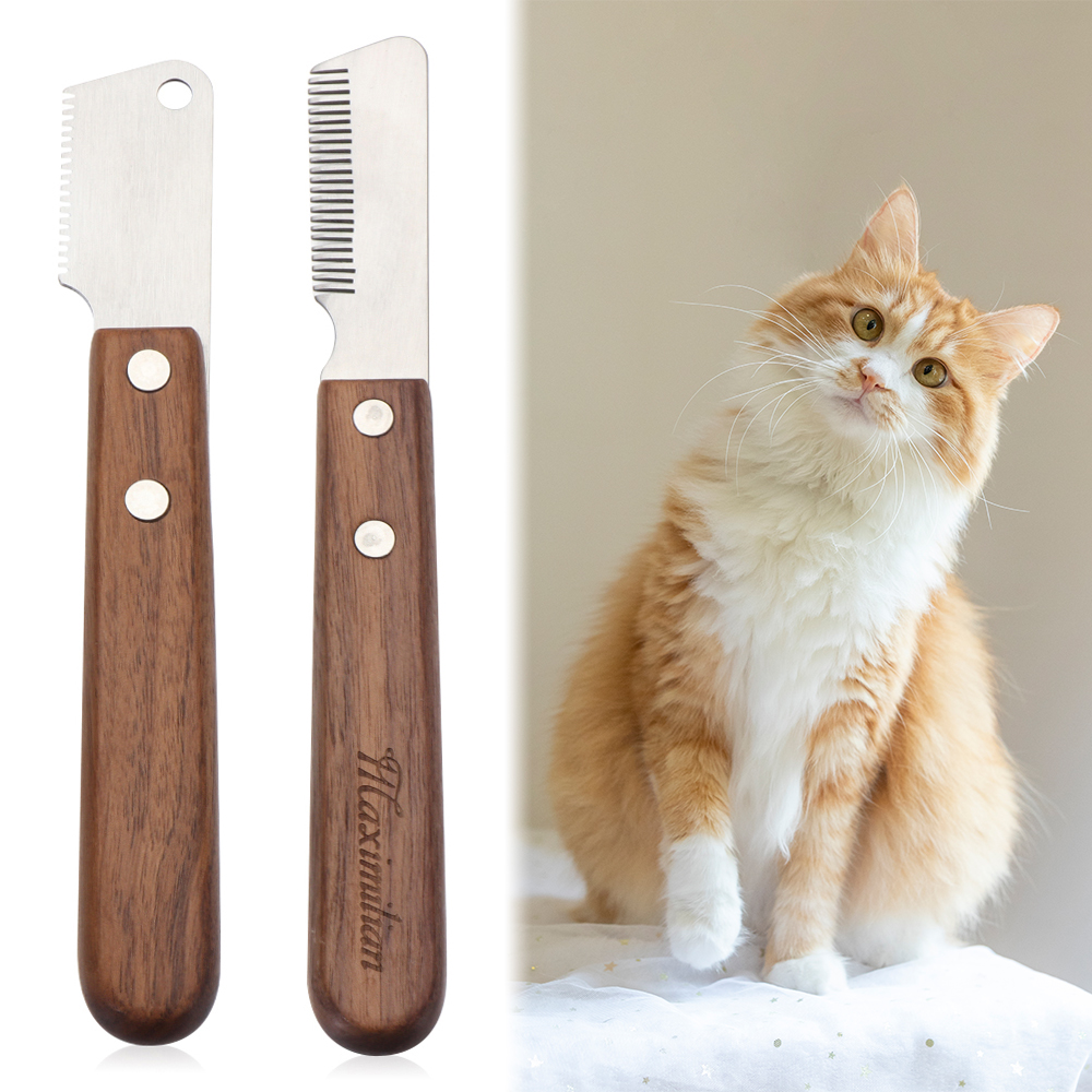 Professional Durable Fur Cleaner Pluck Hairdressing Tool Grooming Comb Wooden Handle Cat Brush Pet Hair Remover