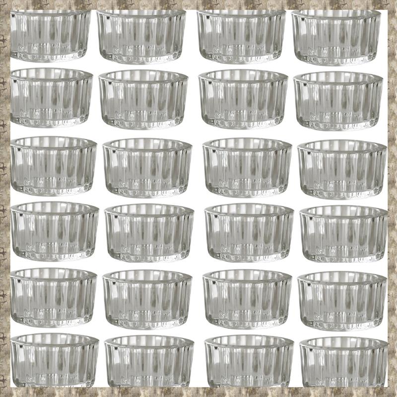 (GREH) Clear Tea Light Candle Holders Set of 24 Glass Tealight Holders for Table Centerpiece,for Wedding, Birthday , Home