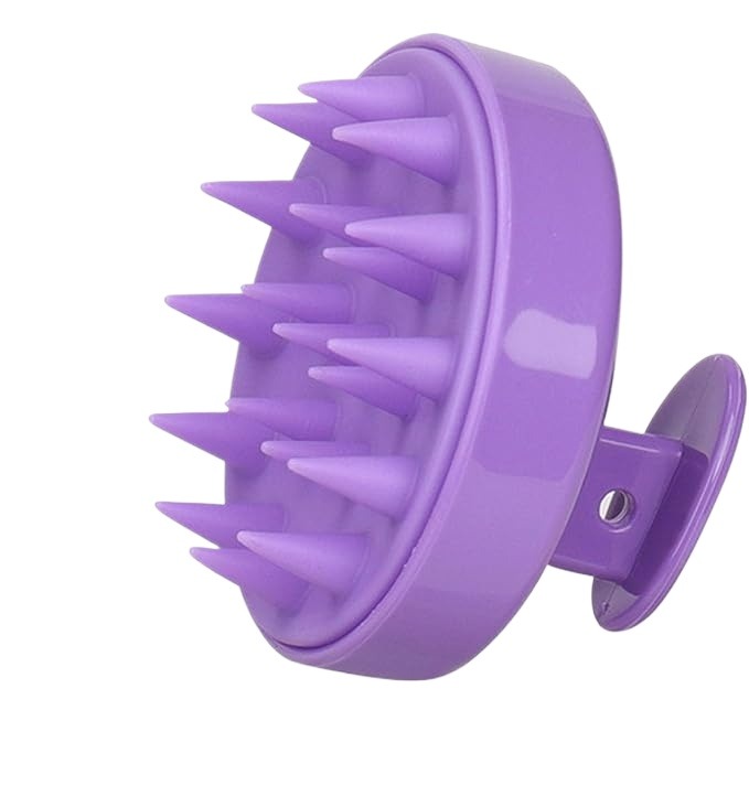 Scalp Massager Shampoo Brush,Soft Silicone Wet Dry Hair Scrubber Exfoliator Brush for Dandruff Removal Hair Growth,Purple