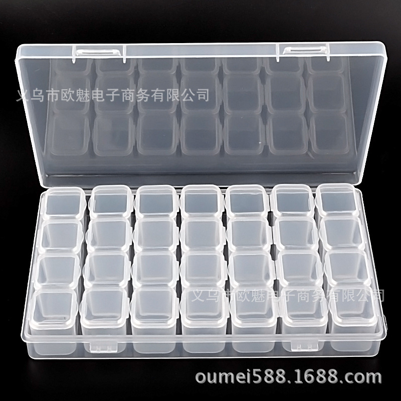 Yuanyan 28 Grids High Quality Nails Accessories Storage Box Glitter Diamond Beads Acryliccan Be Removable Nail Storage Tools
