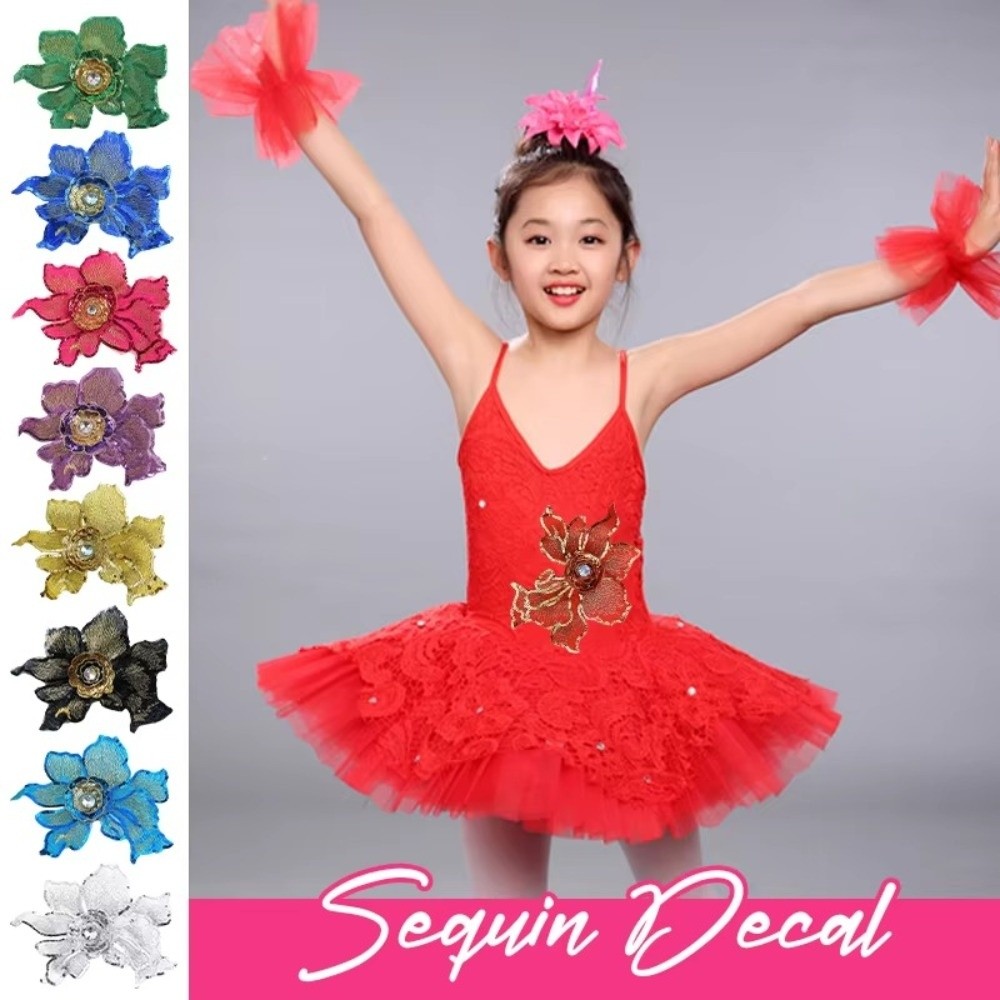 New Embroidered Sequin Patch Mesh Applique Fabric Lace Trim 3D Flower Patch DIY Rhinestone Patch Clothing Decoration