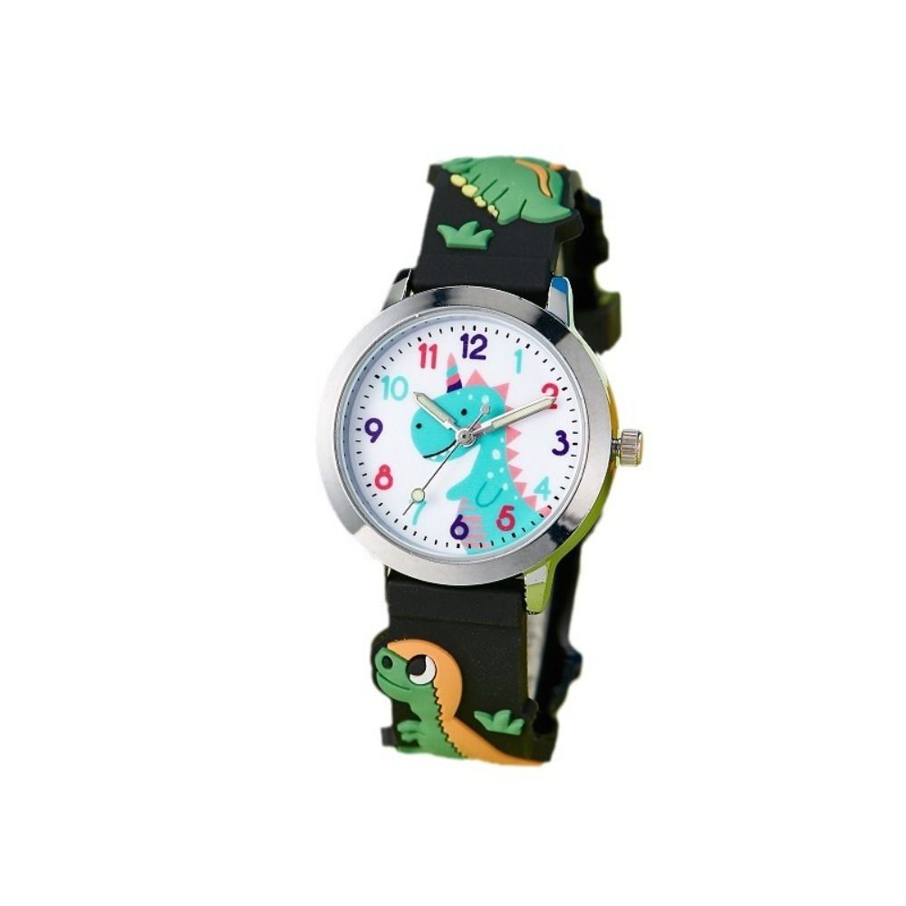Creative PU Watchband Dinosaur Wristwatch Cartoon Casual Wrist Watch Round Cute Clock