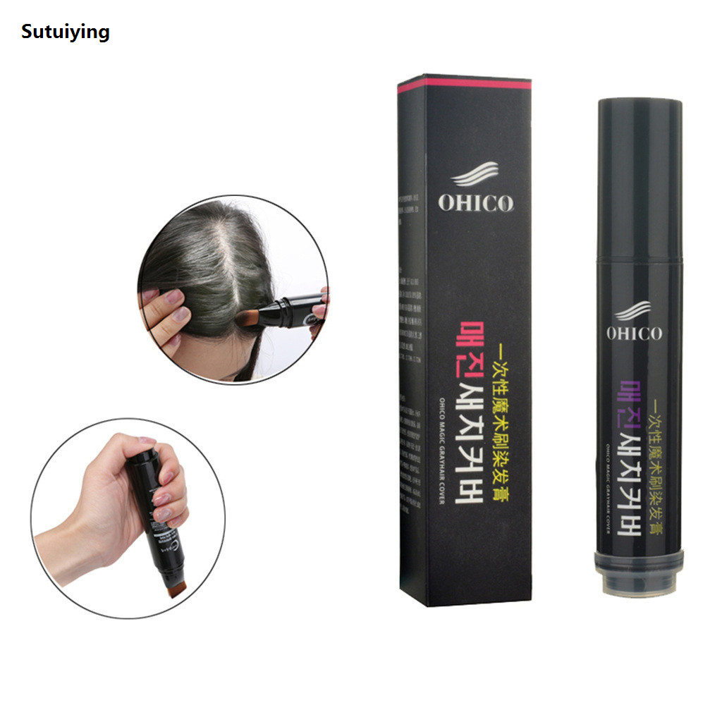 Sutuiying Disposable quick hair dye plant hair dye stick hair dye hair New dye pen Long lasting Natural hair dye pen in black and brown