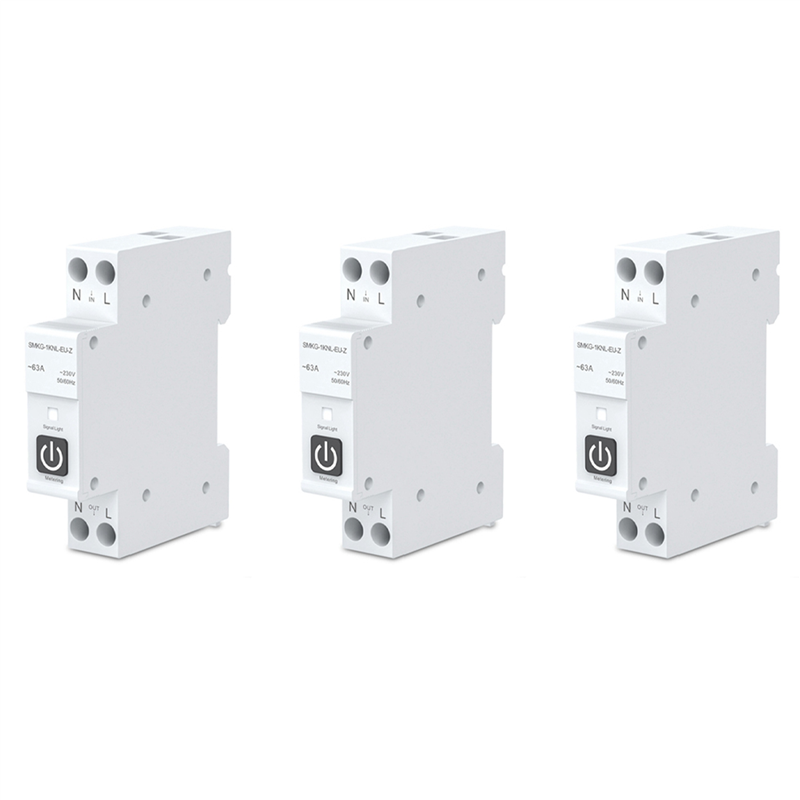3X TUYA 63A 1P+N Zigbee Smart Circuit Breaker with Metering Smart Home Wireless Remote Control Smart Life Home