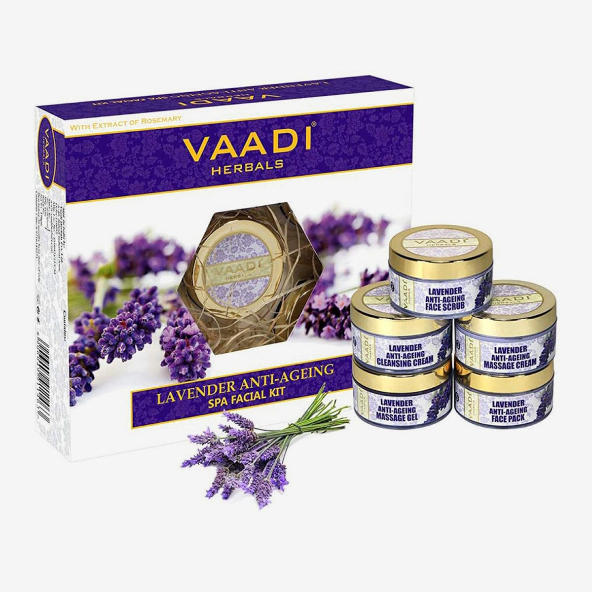 Vaadi Herbals Lavender Anti Ageing Spa Facial Kit with Rosemary Extract, 270g