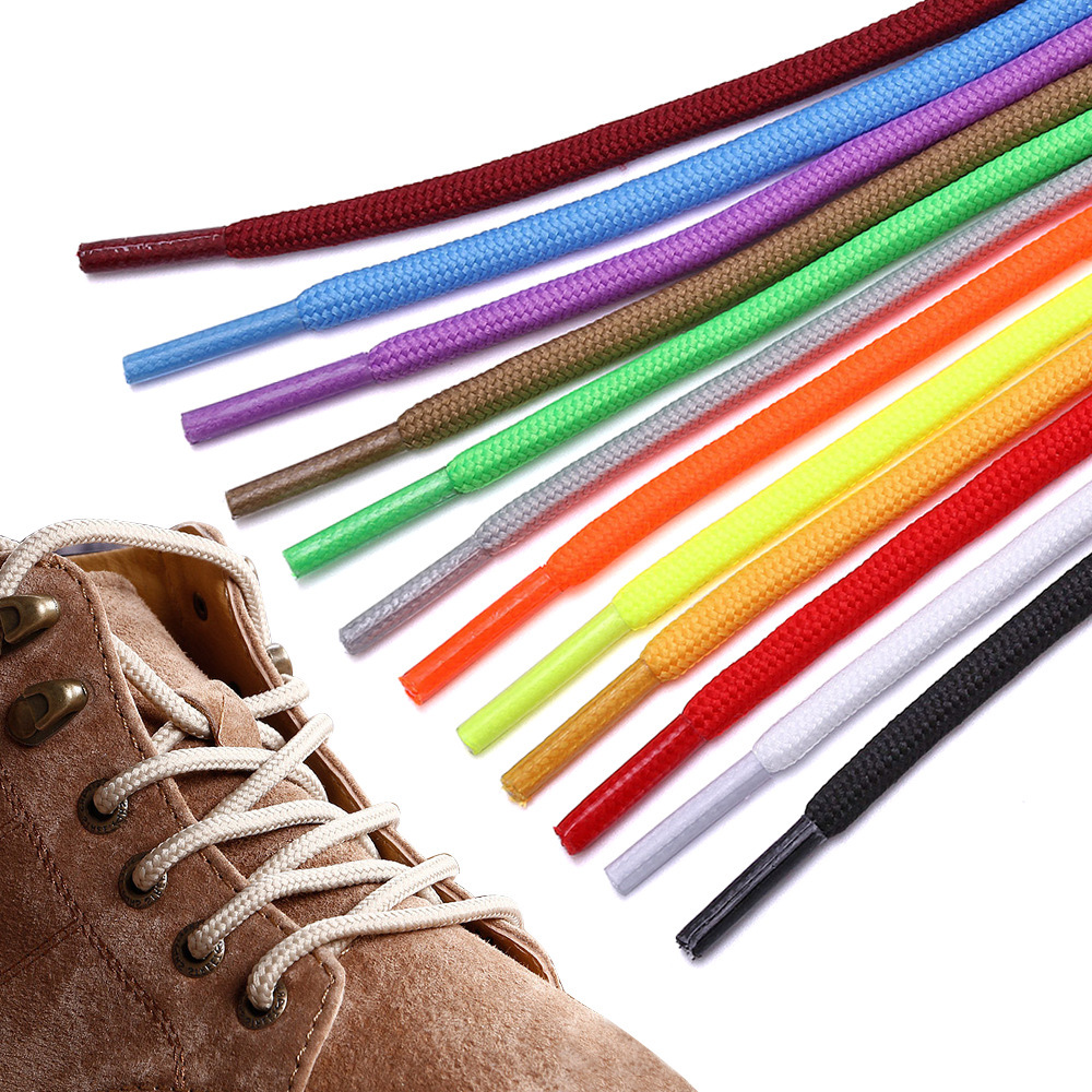 1 Pair New Strong Round Shoe Laces 4 MM Classic Boot Laces 120cm 140cm Polyester Fibre Colour Shoelaces Work Shoes