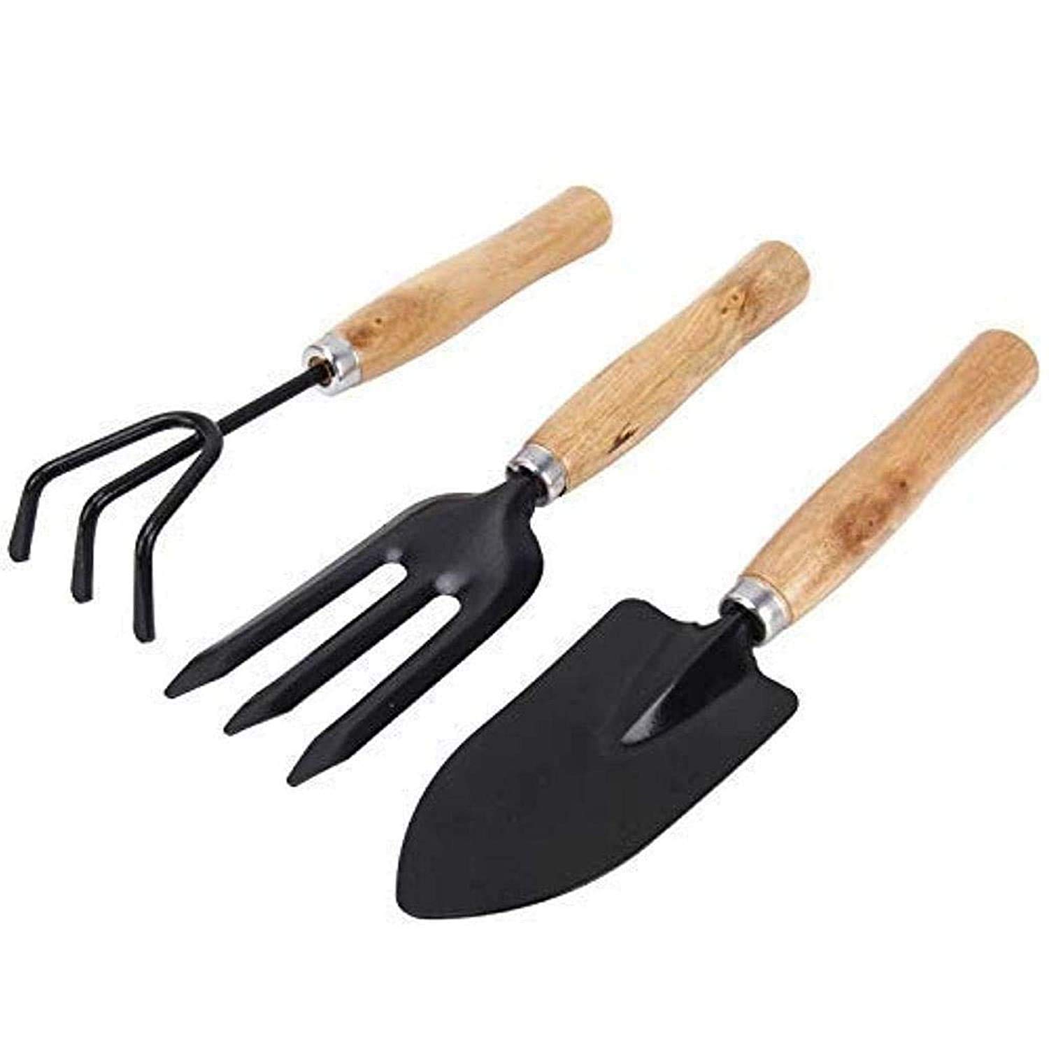 Garden Hand Tools Set of 3, High Carbon Steel Heavy Duty Gardening Tools