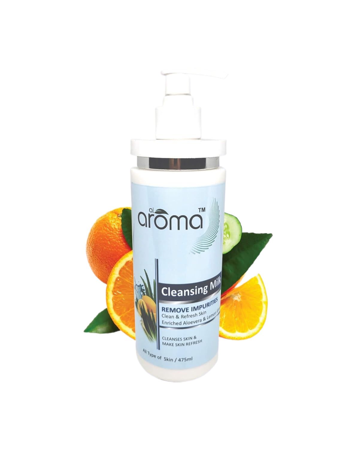 Aroma Cleansing Milk Lotion Remove Impurities Clean and Refresh Skin Enriched Aloevera and Lemon Clean and Care Skin 475ML