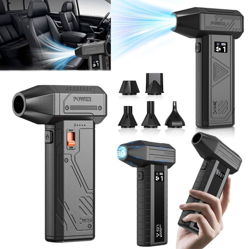 High-Speed 130000RPM Violent Turbofan LED Light Infinite Speed Regulation Violent Fan Cleaning Tool Brushless Motor High-Speed LED Light Fan Portable Use