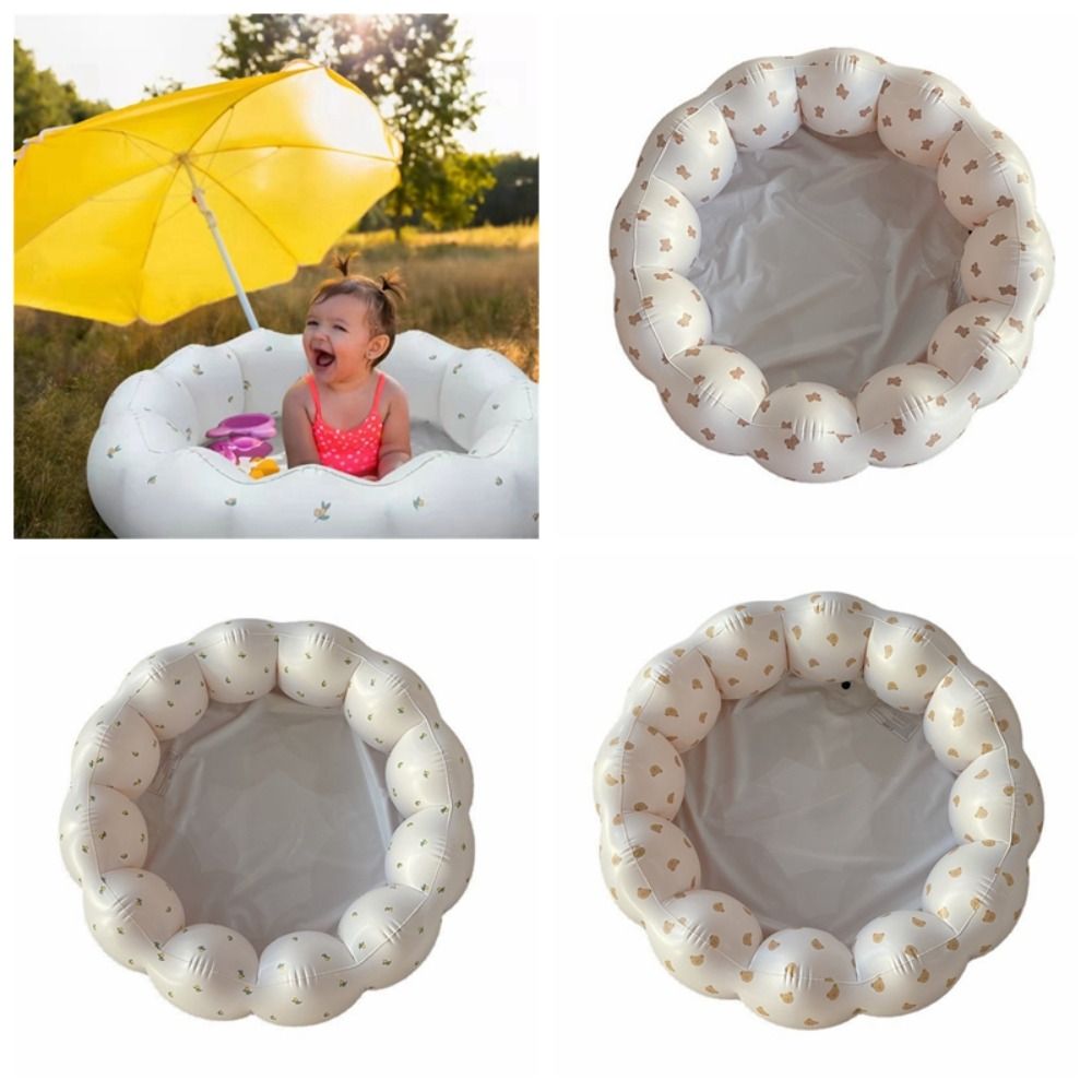 Creative Bear Inflatable Swimming Pool Petal Shape PVC Baby Ball Pit Fence Olive Play Water Bathtub Pet Bathtub