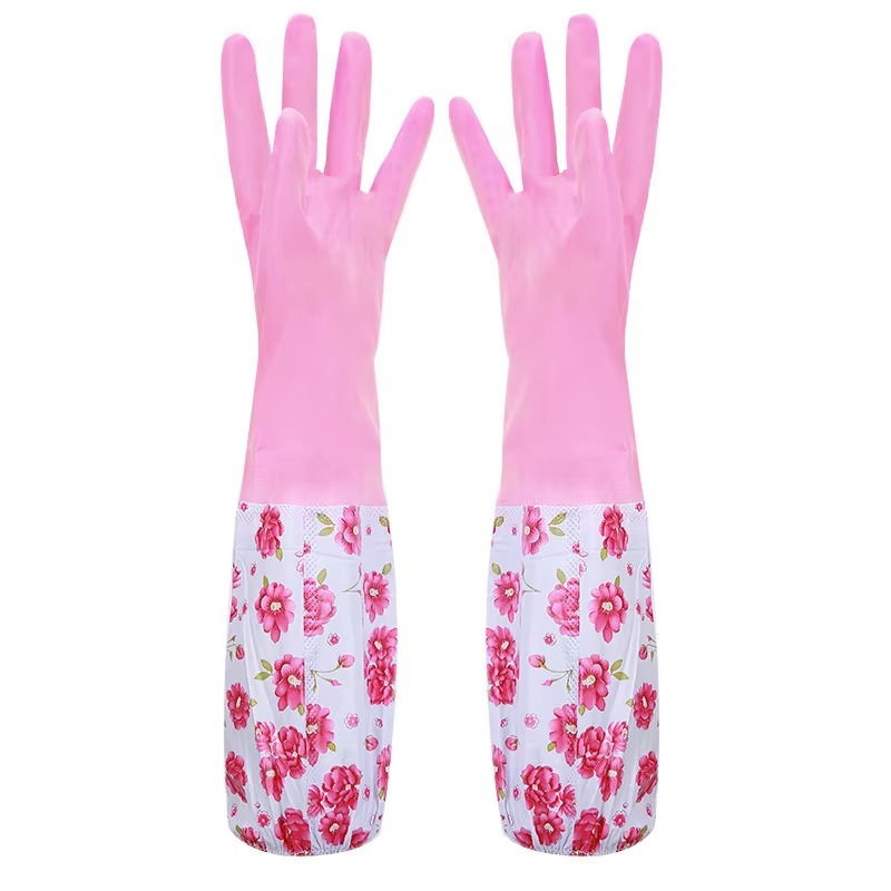 1 Pair Reusable Waterproof Dish Washing Cleaning Long Gloves Household Kitchen