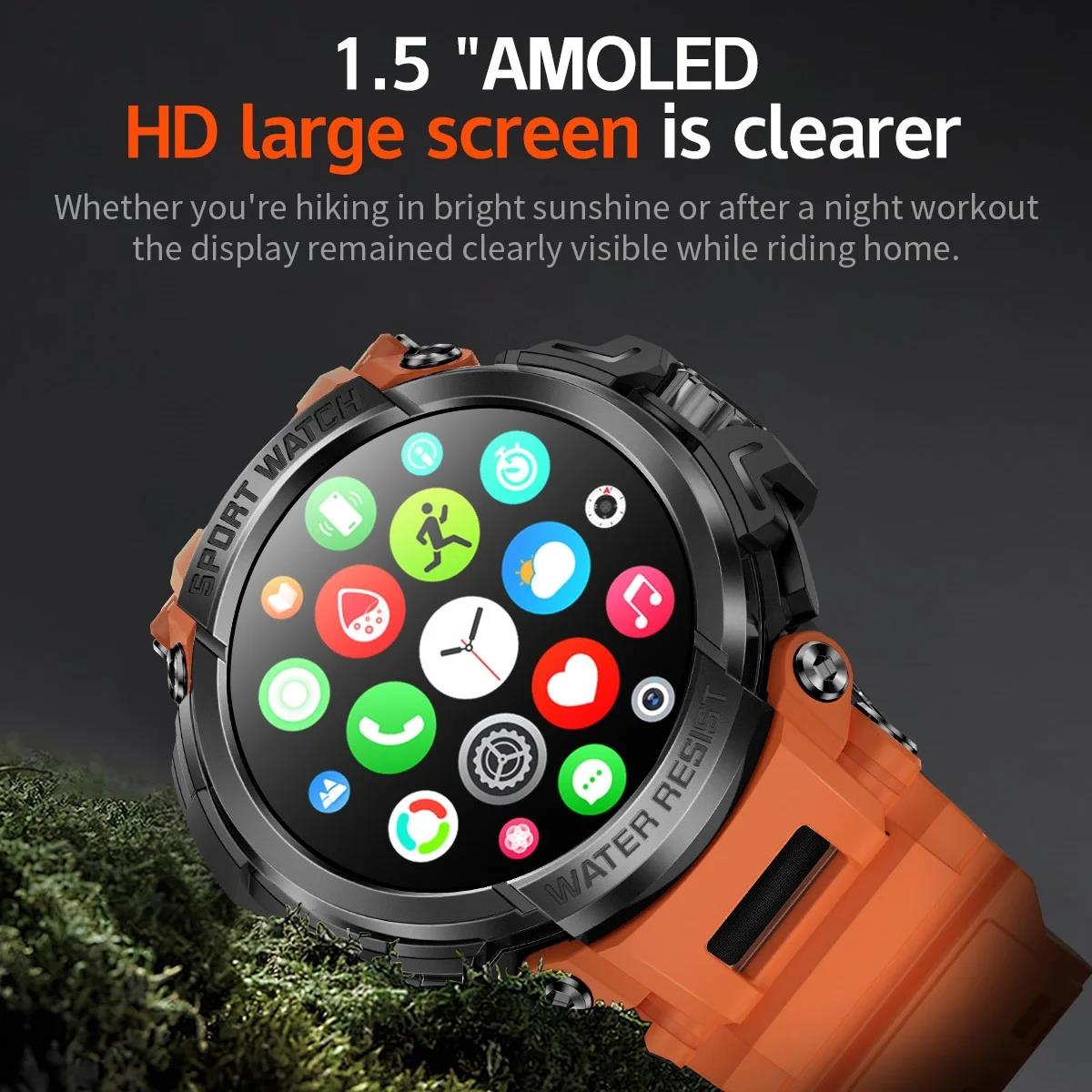 HOT 2025 Durable GPS Smart Watch For Xiaomi Android IOS Sports Fitness Watches 600mAh Battery Bluetooth Call Men AMOLED SmartWatch