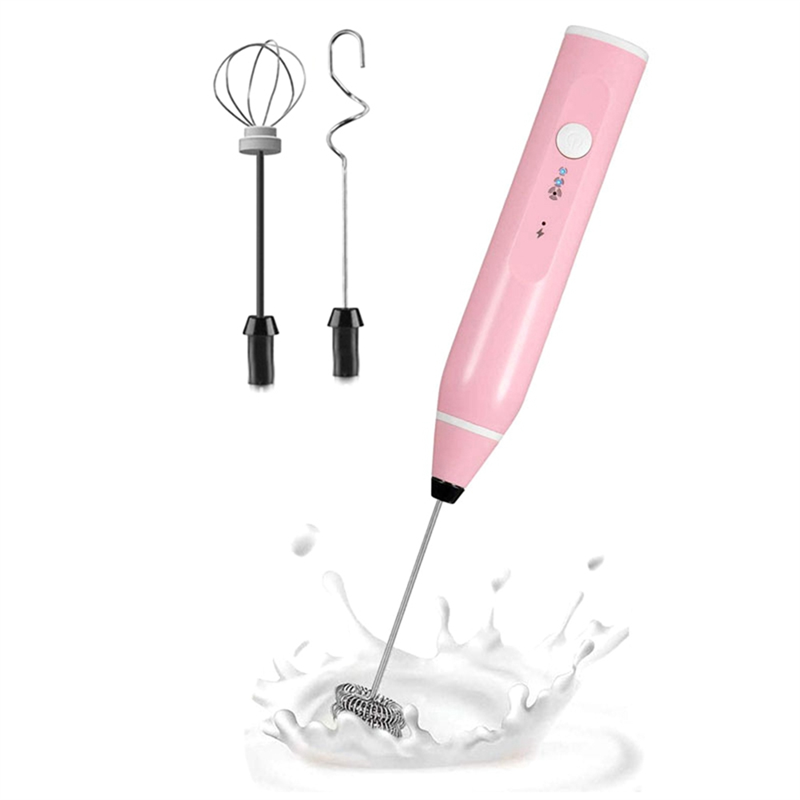 Mini Electric Handheld Milk Frother Electric Blender for Milk Frother Cappuccino Pink