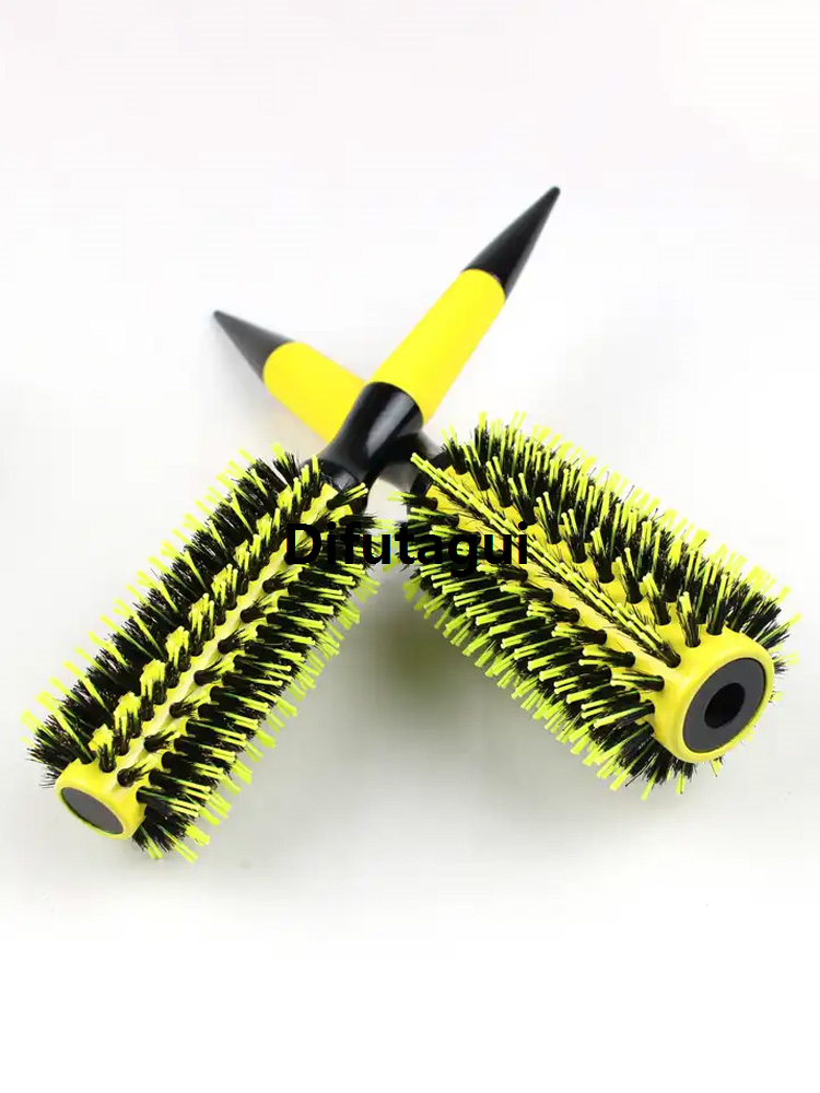 Difutagui Hairpins brazilian yellow tool nylon bristle wild boar breed hairbrush New style wooden round professional 6 size mixed salon ladies hairstyle