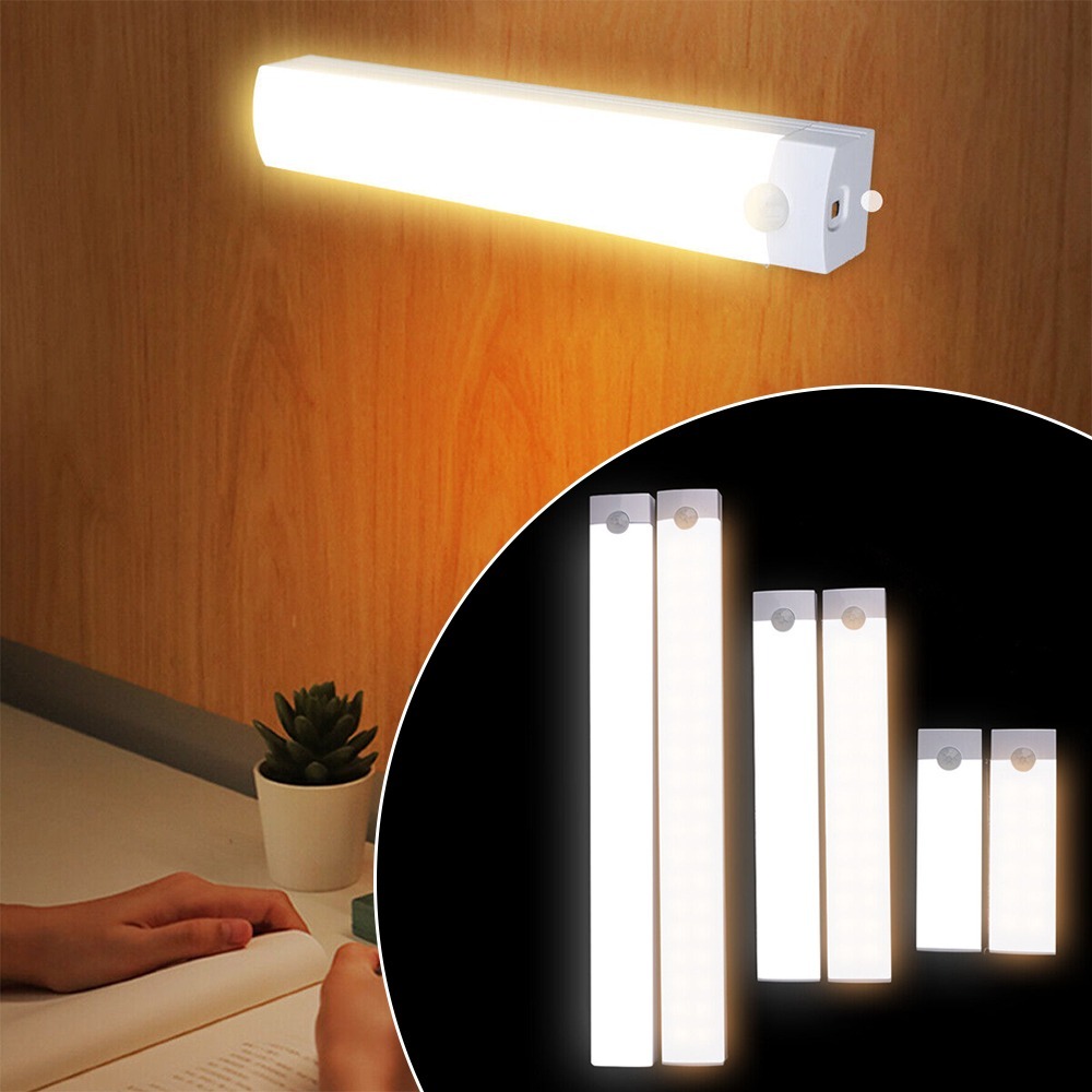 New PIR Strip USB Light Bar Wireless Self-Adhesive Magnetic Attraction Touch Sensor Light Under Cabinet Night Bulb Cabinet Lamp Kitchen