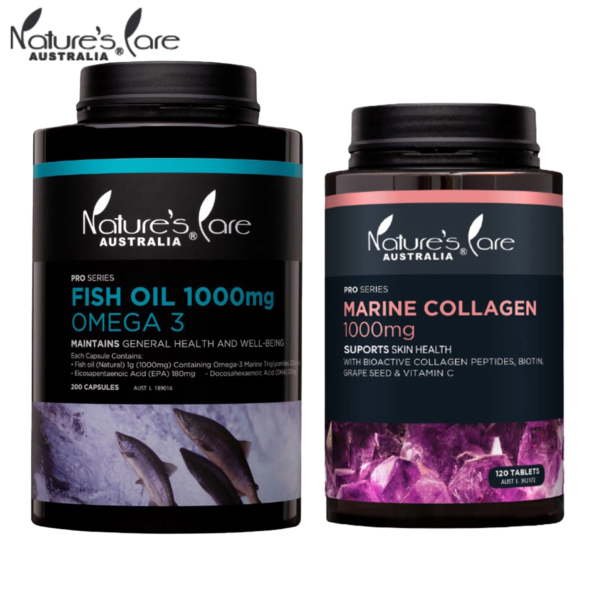 Nature's Care Fish Oil, Omega 3 + Marine Collagen
