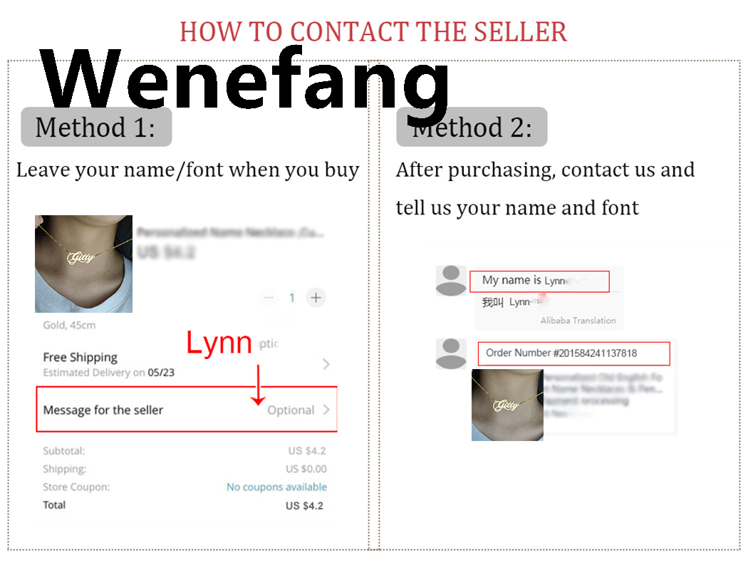 Wenefang Personalised Gold Name Necklace with Box Chain Custom Name Necklace Handmade Jewelry Personalised Birthday Gift for Her Mom