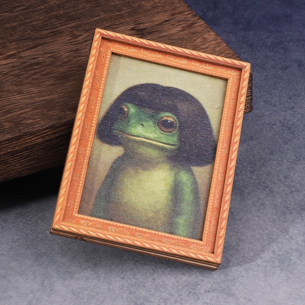 Retro Mini Size Frog Fridge Magnet Green Frog Durable Wood Fridge Magnet Haircut Design Modern Style Refrigerator Ornament Home Decoration
