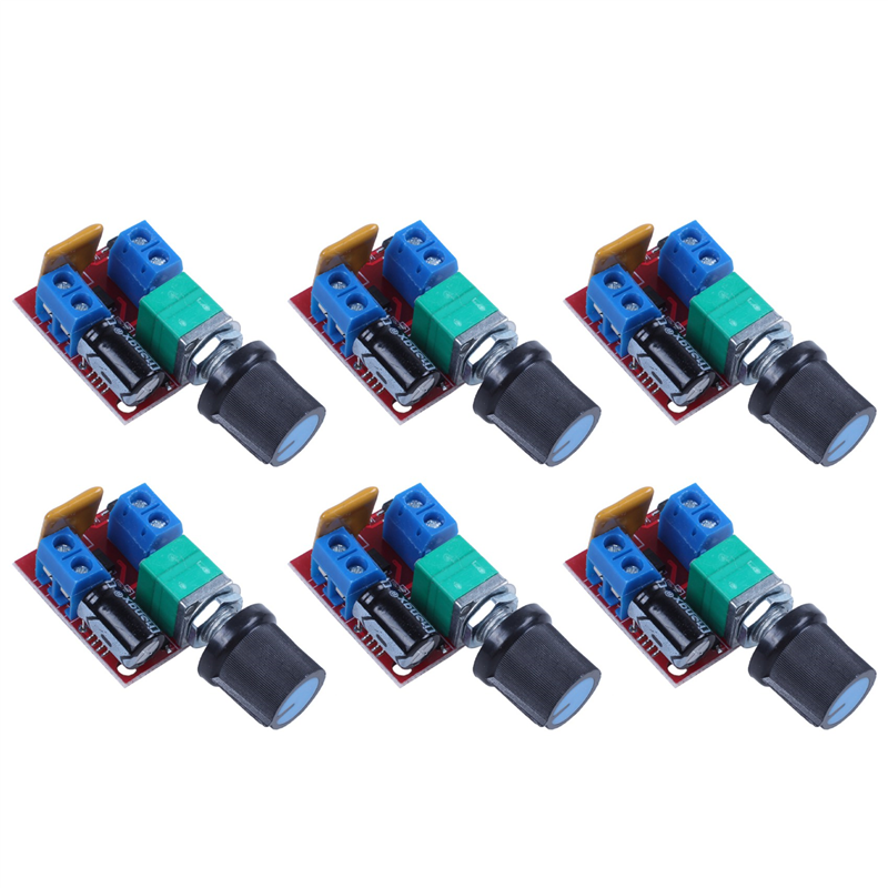 6X Mini DC Motor PWM Speed Controller 3V 6V 12V 24V 35VDC 90W 5A DC Motor Speed Control Switch LED Dimmer