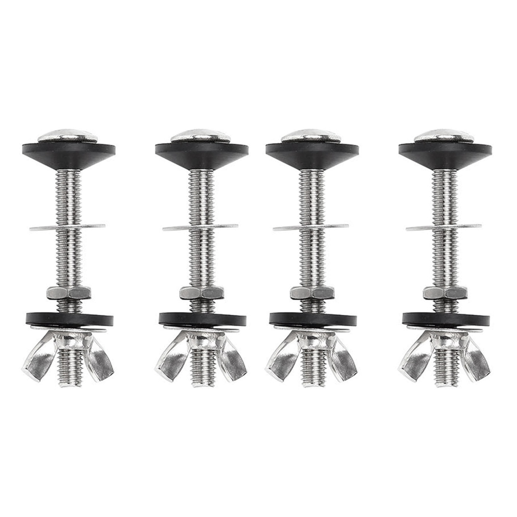 NAMUNY 4 Pack Toilet Tank To Bowl Bolt Kits Cistern Bolts Kit,Stainless Steel Toilet Pan Fixing Fitting with Double Gaskets