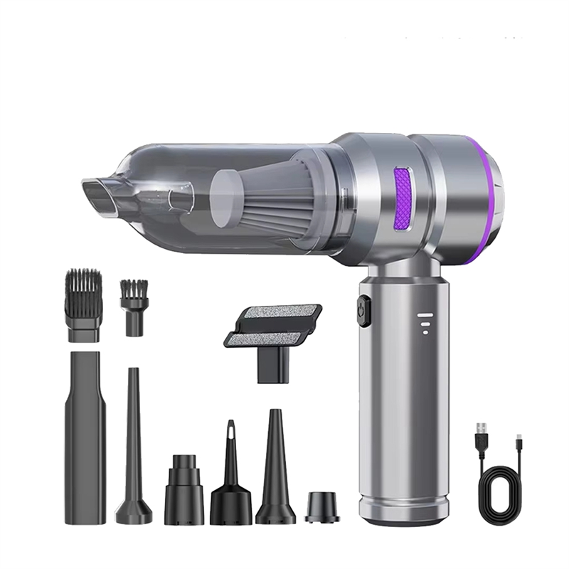 Car Vacuum Cleaner Portable High Power Handheld Brushless Motor Cleaning Machine Air Duster for Home Appliance Silver