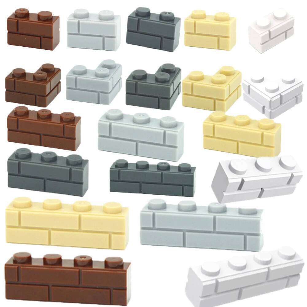 100PCS 1x2 Dots City Wall Bricks MOC House Building Blocks Accessories Parts Compatible 98283 Educational DIY Kids Toys
