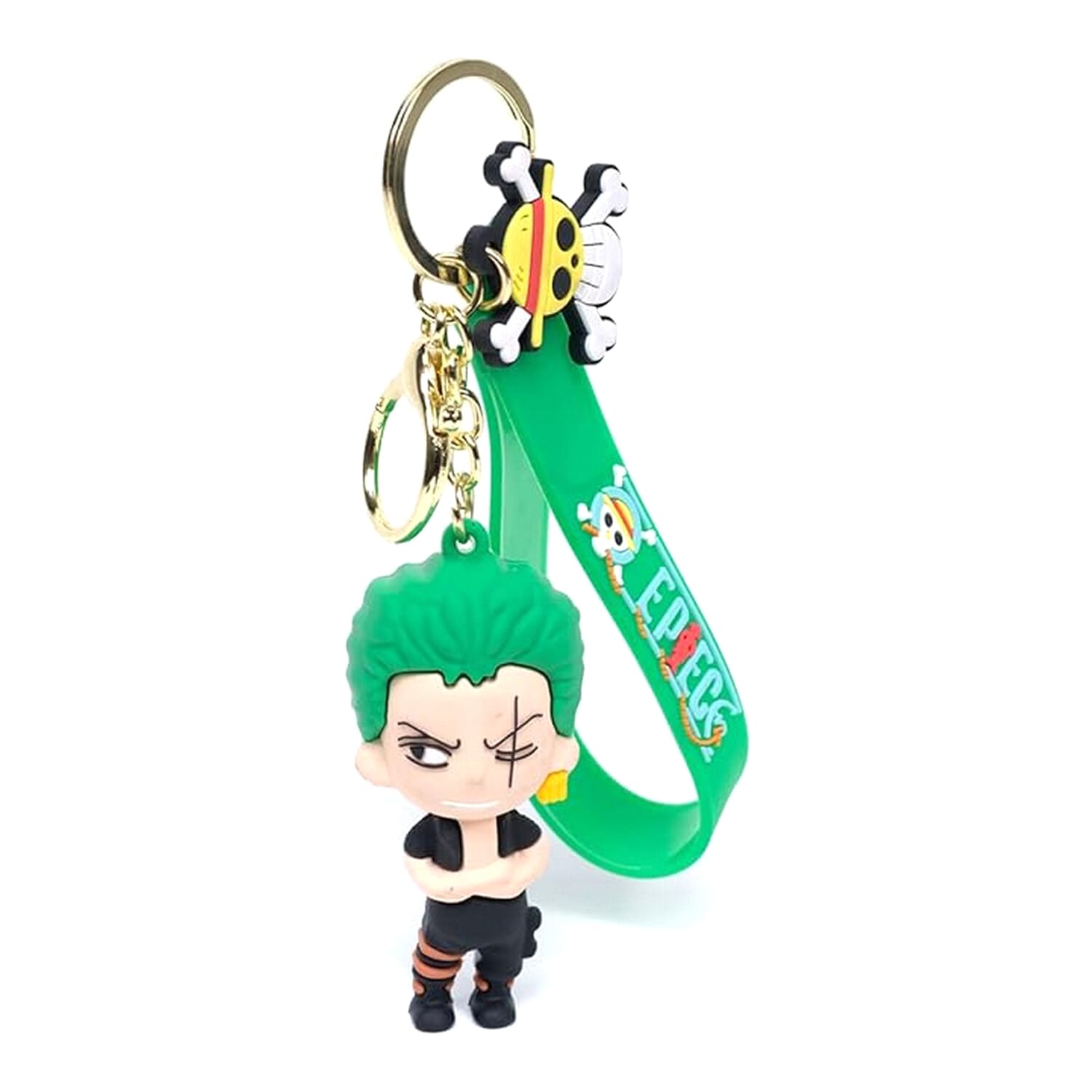 DAIYAMONDO Premium Keychain Of World Famous Zoro One Piece Anime 3D Keychain Rubber Silicone Action Character Key rings! Perfect for Bag Charm, Car & Bike Gifting & Anti-Rust