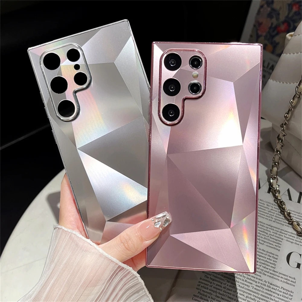 HODON Luxury Plating Laser Glitter Diamond Pattern Phone Case For Samsung S26 S25 S24 Ultra S23 Plus S22 Cases Colorful Hard Armor Cover