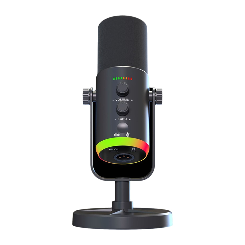 RGB Gaming MIC Condenser Microphone with Noise Reduction,Mute,Headphone Jack for Gamer Streaming Podcast Black