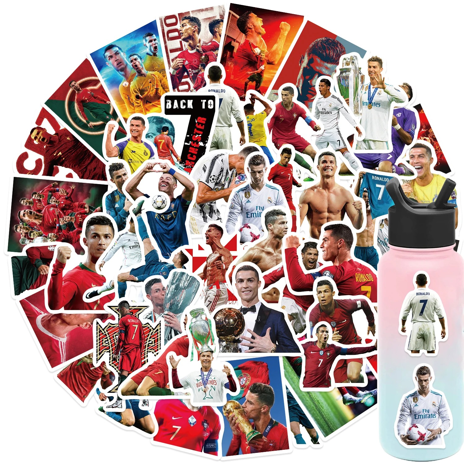 Artsy Home 25/50/100/150 Pcs Cristiano Ronaldo Football Stickers Set Decorative Decals for Laptops, Phones & Journals